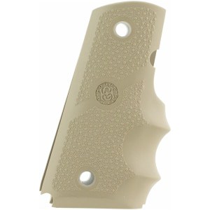 Hogue Desert Tan Cobblestone Rubber Grip with Finger Grooves for 1911 Officer