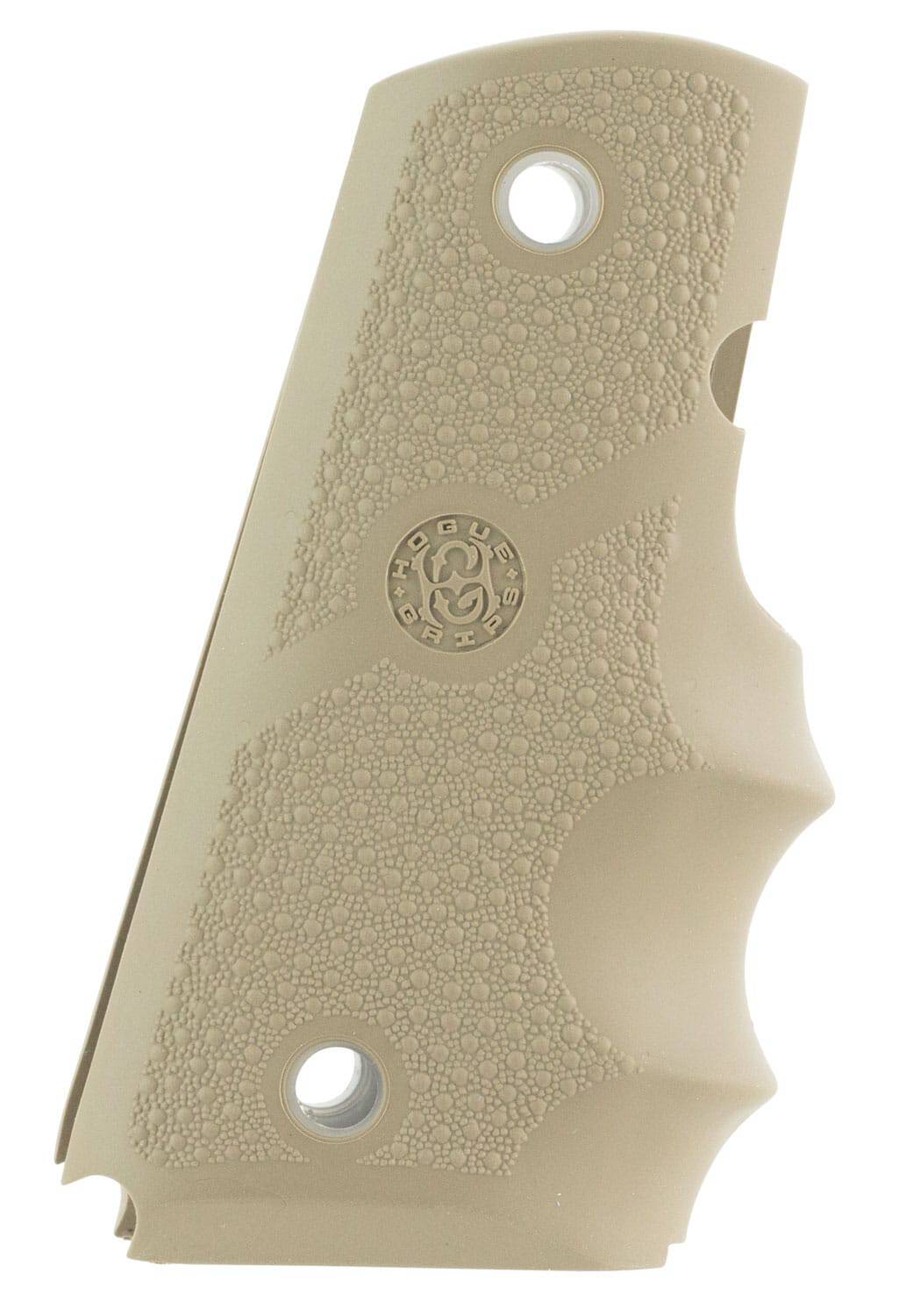 Hogue Desert Tan Cobblestone Rubber Grip with Finger Grooves for 1911 Officer