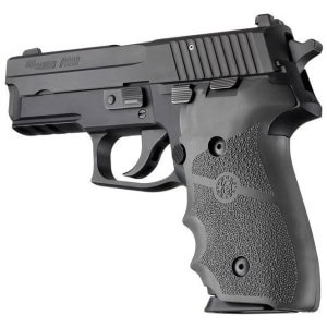 Hogue overmolded rubber grips for Sig Sauer P228/P229 in slate grey with finger grooves