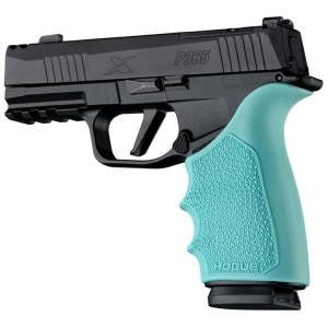 Hogue HandAll beavertail grip sleeve for Sig Sauer P365-XMACRO in aqua, Cobblestone texture