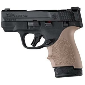 Hogue HandAll beavertail handgun grip sleeve for S&W M&P 9 Shield Plus in Flat Dark Earth