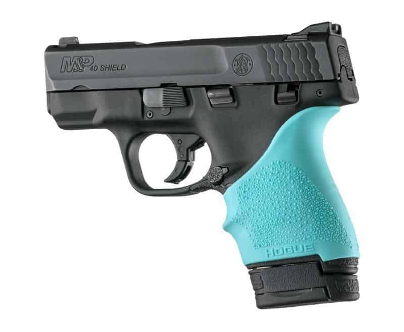 Hogue HandAll beavertail grip sleeve aqua for S&W M&P Shield and Ruger LC9