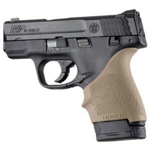 Hogue HandAll Beavertail Grip Sleeve Flat Dark Earth - slip-on rubber sleeve fits M&P Shield and Ruger LC9