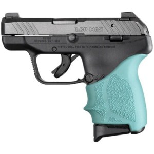 Hogue HandAll beavertail grip sleeve for Ruger LCP Max in aqua with cobblestone texture