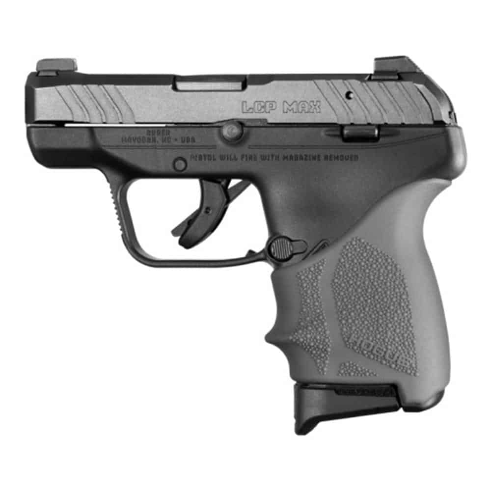 Hogue HandAll beavertail grip sleeve for Ruger LCP Max Slate Grey with Cobblestone texture