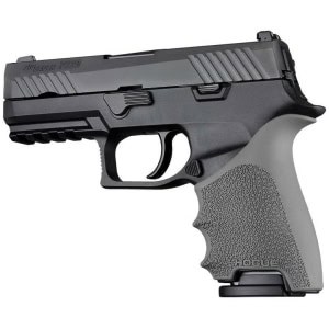 Hogue HandAll beavertail grip sleeve in slate gray for Sig Sauer P320 Compact