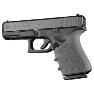 Hogue HandAll Beavertail gray slip-on rubber grip sleeve for Glock-style pistol