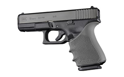 Hogue HandAll Beavertail gray slip-on rubber grip sleeve for Glock-style pistol