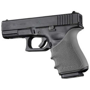 Hogue HandAll Beavertail slip-on grip sleeve for Glock 19 Gen 3/4 in slate grey with cobblestone texture