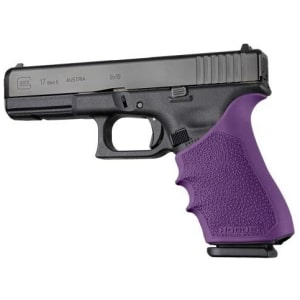 Hogue HandAll purple beavertail grip sleeve for Glock 17 series with cobblestone texture