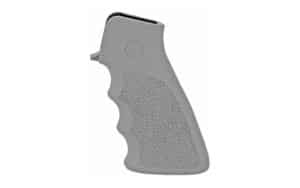 Hogue AR-15 overmolded rubber grip with finger grooves, cobblestone texture, gray