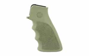 Hogue OverMolded AR-15/M16 rubber pistol grip with finger grooves in OD Green