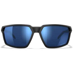 Wiley X Sierra M/L safety glasses with blue mirror lenses and matte black frame