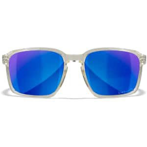 Wiley X Alfa M/L blue mirror polycarbonate sunglasses with gloss clear crystal frame