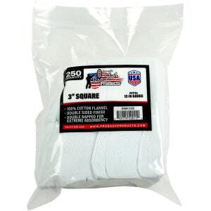 Pro-Shot 3250 Cleaning Patches 12-16 Gauge 3" Square Cotton Flannel 250 Pack