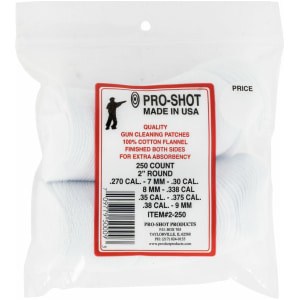 Pro-Shot 2250 Cleaning Patches .270 - .38 Cal 2" Round Cotton Flannel 250 Pack