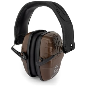 Radians Ducks Unlimited low profile brown passive ear muffs, 23 dB attenuation, over-the-head