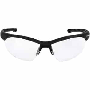 Radians XFBD1010C ballistic safety glasses with clear lenses and black half-frame