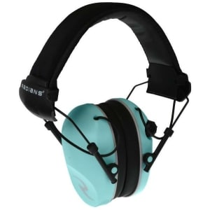 Radians R-3200 Dual Mic electronic earmuff, Aqua Blue, 23 dB NRR, 3.5mm aux jack