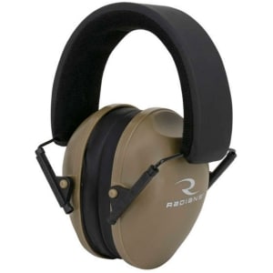 Radians Lowset 21 dB tan low-profile passive ear muffs with folding design