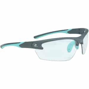 Radians Ladies Range Shooting Glasses, clear lens, gray frame with aqua accents