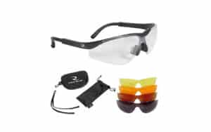 Radians T-85 shooting glasses kit with black frame and five interchangeable polycarbonate lenses
