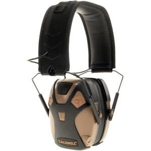 Caldwell E-Max Pro electronic earmuff in Flat Dark Earth and Black, 23 dB NRR