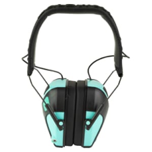 Caldwell E-Max Pro electronic earmuffs aqua blue and black with 23 dB NRR