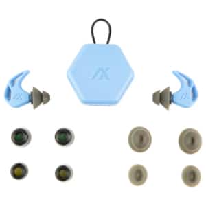 AXIL X20 earplugs in slate blue, compact ear protection