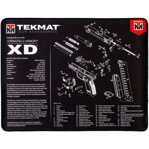 TekMat TEKR20XD Springfield Armory XD Ultra 20 Cleaning Mat Black/White Rubber 15"x20" Springfield Armory XD Parts Diagram