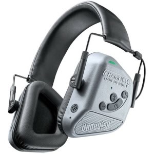 Champion Vanquish electronic hearing protection muffs in grey with 21dB attenuation