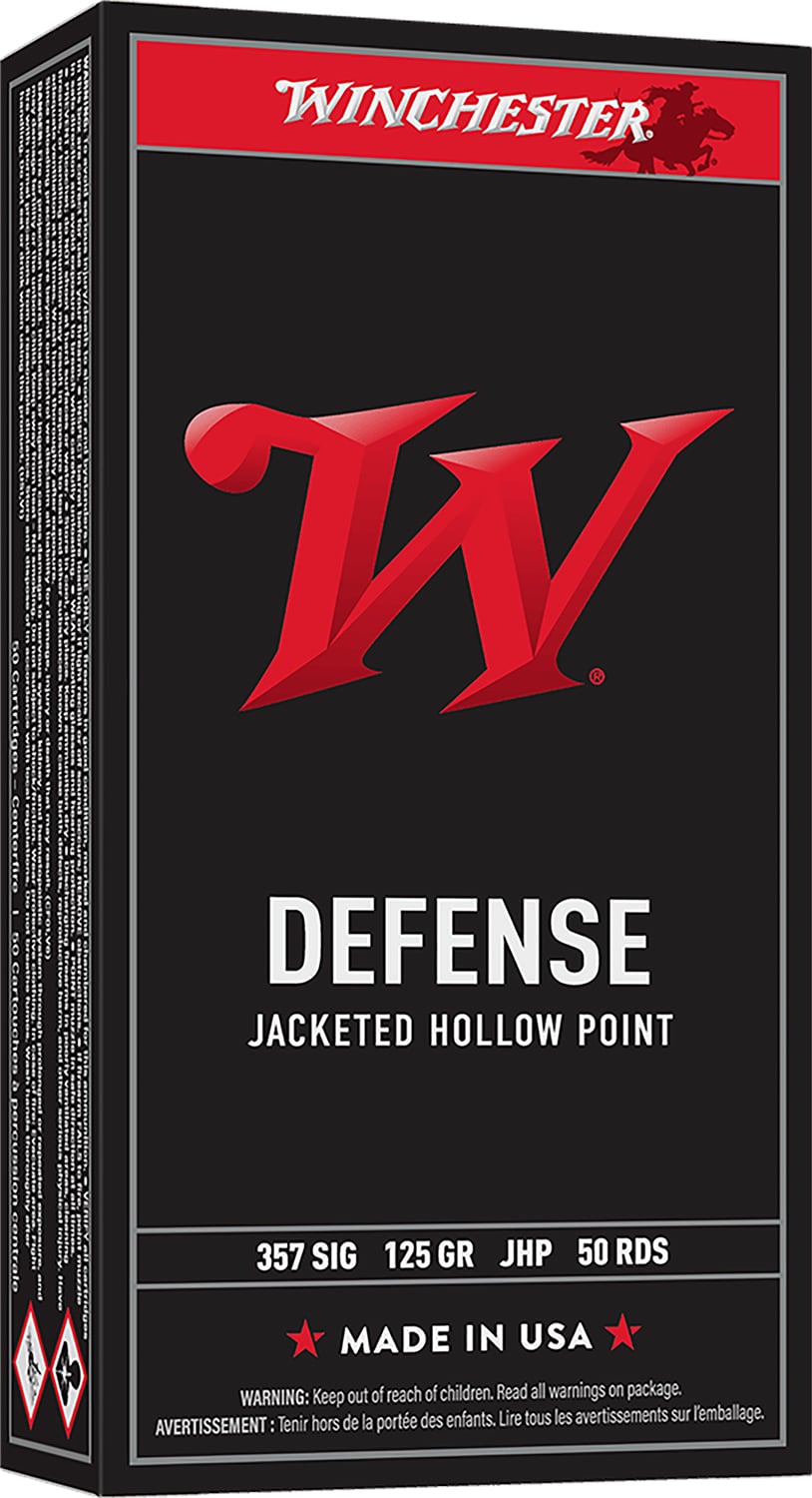 Winchester USA 357 SIG 125 gr JHP ammunition, 50 rd box, brass case