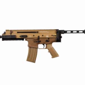 FN SCAR 15P 5.56x45mm 7.5in Flat Dark Earth with SB Tactical pistol brace left-side view