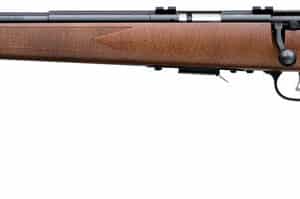 Savage 93R17 GLV left-hand bolt-action rifle with 21-inch heavy varmint barrel and hardwood stock