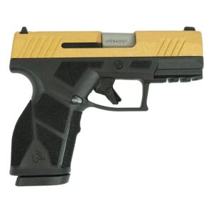 Taurus GX2 Gold Glitter 9mm handgun right-side view with black frame and custom gold glitter slide