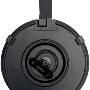 RWB black 75-round steel drum magazine for AR-15, 7.62x39mm, rear-load