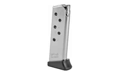 Walther PPK 6-round .380 ACP magazine, nickel finish, with finger rest