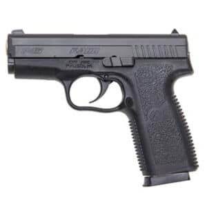 Kahr P45 pistol side view with matte black slide and black polymer grip
