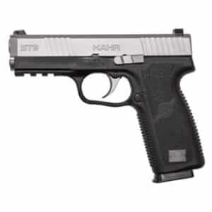 Kahr Arms ST9 9mm pistol with black polymer frame and matte stainless slide, accessory rail, two magazines