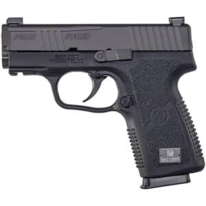 Kahr Arms KA PM9 Covert 9MM pistol, black, front and side view