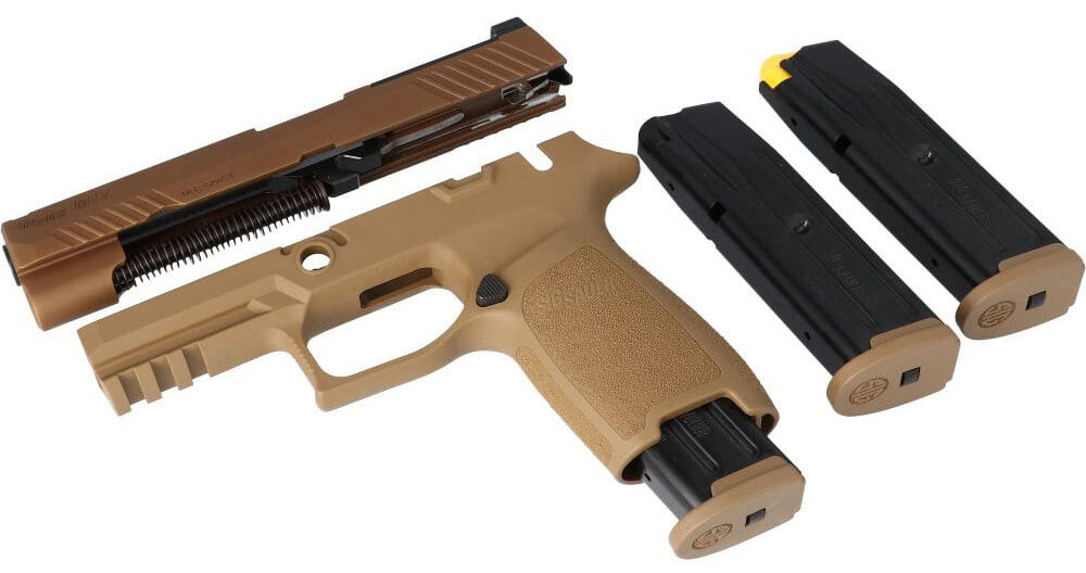 Sig Sauer CAL-X P320-M17 9mm conversion kit with coyote-tan 4.7 inch slide