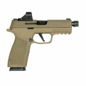 Sig Sauer P365 XMacro 9mm handgun two-tone tan XSeries slide threaded barrel with optic