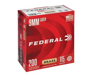 Federal Champion 9mm Luger 115 gr FMJ ammunition 200-count box