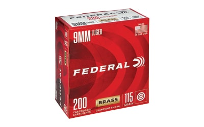 Federal Champion 9mm Luger 115 gr FMJ ammunition 200-count box
