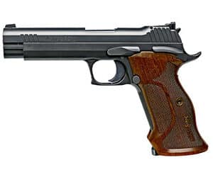 Sig Sauer P210 Target 9mm pistol with walnut target grips and adjustable sights