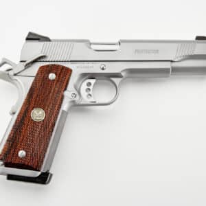 Wilson Combat Protector CA-compliant .45 ACP 5 inch stainless pistol with coco bolo grips and tritium night sights
