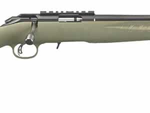 Ruger American Rimfire rifle 18 inch blued threaded barrel green fixed synthetic stock right hand