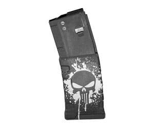 Mission First Tactical Extreme Duty 30rd AR-15 magazine 5.56x45 black with white Punisher splatter