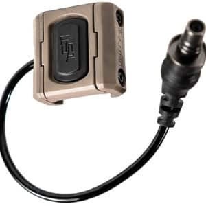 Unity Tactical ModButton Lite Flat Dark Earth remote push-button switch with 4.5-inch SureFire-compatible cable