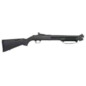 Mossberg 590A1 12GA 14-inch parkerized pump-action short-barreled shotgun with fixed synthetic stock and ghost ring sights